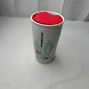 Starbucks 2018 Holiday Holly Berry Ceramic Tumbler With Lid Travel Mug